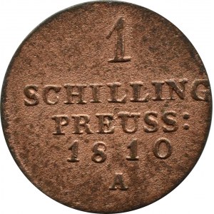 Niemcy, Prusy, Fryderyk Wilhelm III, szeląg 1810 A, Berlin, PIĘKNY
