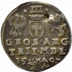 Sigismund III Vasa, trojak 1597, Vilnius, CHALECKI - HEAD OF THE WOOL