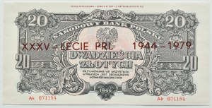People's Republic of Poland, Lublin series, 20 gold 1944, reprint from 1974