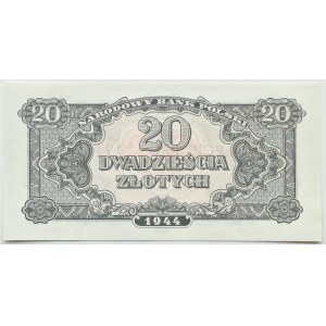 Polska Ludowa, seria lubelska, 20 złotych 1944, reprint z 1974
