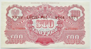 People's Poland, Lublin series, 100 zloty 1944, reprint from 1974