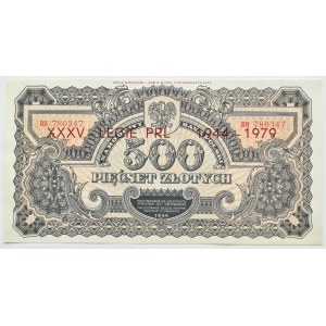 Polska Ludowa, seria lubelska, 500 złotych 1944, reprint z 1974