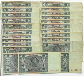 Germany, Weimar Republic, lot 10 marks 1929, Berlin, 23 different series A-Z