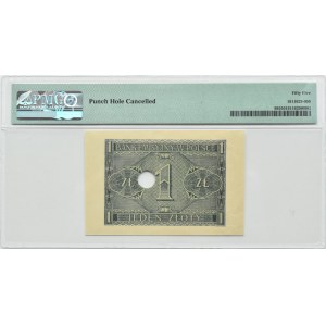 Generalna Gubernia, 1 złoty 1941, seria BE, PERFORACJA, Kraków, PMG 55