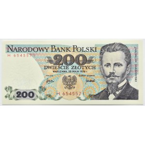 PRL, J. Dąbrowski, 200 złotych 1976, seria H, Warszawa, UNC