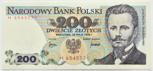 PRL, J. Dabrowski, 200 zloty 1976, H series, Warsaw, UNC