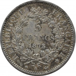 Francja, Republika, 5 franków 1873 A, Paryż, ŁADNE