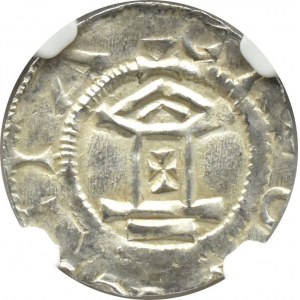 Niemcy, Moguncja, Otto II lub III (973-1002), denar, NGC MS62