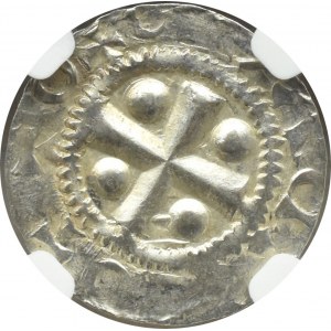 Niemcy, Moguncja, Otto II lub III (973-1002), denar, NGC MS62