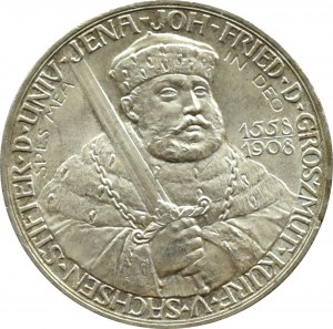 Germany, Saxony, 5 marks 1908, 350th anniversary of the University of Jena, Muldenhütten