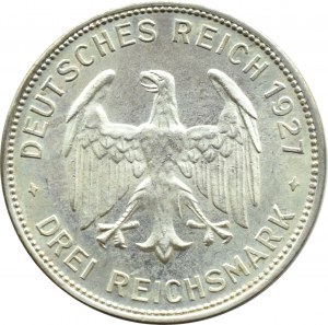 Germany, Weimar Republic, 450 years of the University of Tubingen, 3 marks 1927 F, Stuttgart, UNC