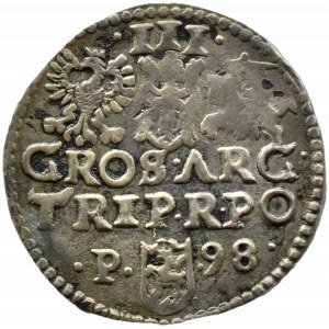 Sigismund III Vasa, trojak 1598, Poznań, UNNOTED - NO CROSS IN A