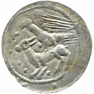 Władysław II Wygnaniec (1138-1146), denar - Orzeł i Zając, KRZYŻ, KULKI I KLIN, Kraków, PIĘKNY