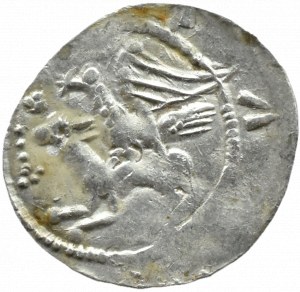 Wladyslaw II the Exile (1138-1146), denarius - Eagle and Hare, FLOWER AND SNAKE OF BULLS, Cracow, Poland.