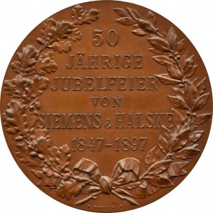 Germany, Siemens & Halske, medal for the 50th Anniversary Jubilee in Berlin 1847-1897, ref. O. Schultz
