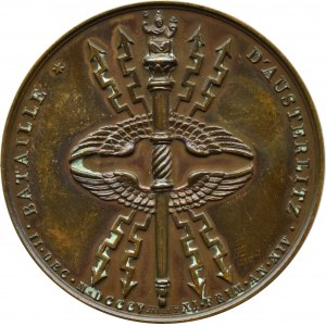 Francja, Napoleon I Bonaparte, medal 1805 upamiętniający zwycięstwo pod Austerlitz, syg. F. Andrieu
