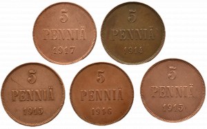 Finland/Russia, Nicholas II, flight 5 penniä 1914-1917, Helsinki
