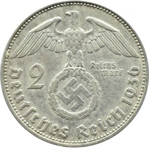 Niemcy, III Rzesza, Hindenburg, 2 marki 1936 D, Monachium, bardzo rzadkie