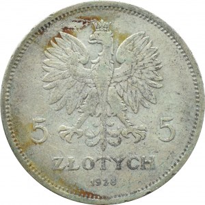 II RP, Nike, 5 złotych 1928, Warszawa, NATURALNA