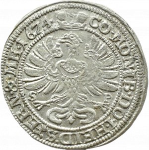 Silesia, Sylvius Frederick, 6 krajcars 1674 SP, Olesnica, BEAUTIFUL