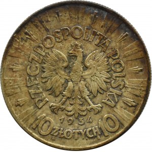 II RP, Józef Piłsudski, 10 złotych 1934, Warszawa, rzadszy rocznik