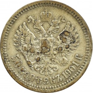 Rosja, Mikołaj II, 50 kopiejek 1901 ФЗ, Petersburg