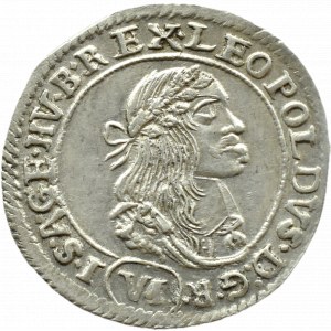 Węgry, Leopold I, 6 krajcarów 1671 KB, Kremnica, PIĘKNE!