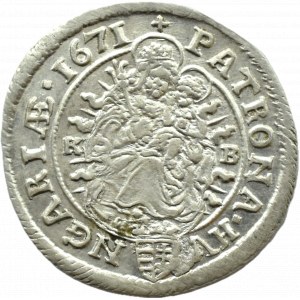 Węgry, Leopold I, 6 krajcarów 1671 KB, Kremnica, PIĘKNE!