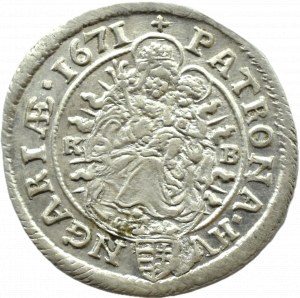 Hungary, Leopold I, 6 krajcars 1671 KB, Kremnica, BEAUTIFUL!