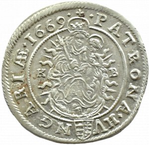 Hungary, Leopold I, 6 krajcars 1669 KB, Kremnica, BEAUTIFUL!