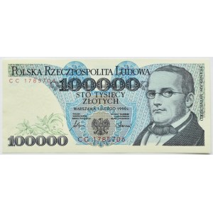 PRL, St. Moniuszko, 100 000 złotych 1990, seria CC, UNC