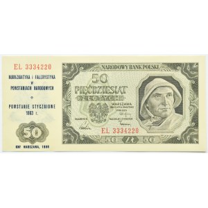 RP, 50 złotych 1948, seria EL, z nadrukiem, UNC