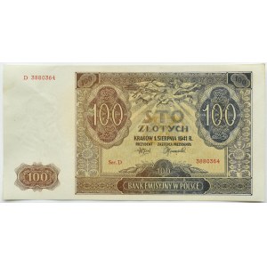 Generalna Gubernia, 100 złotych 1940, seria D, Kraków