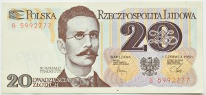 PRL, R. Traugutt, 20 zloty 1982, series B, Warsaw