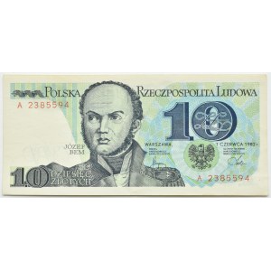 PRL, J. Bem 10 złotych 1982, seria A, Warszawa