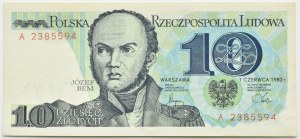 PRL, J. Bem 10 zloty 1982, series A, Warsaw