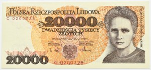 People's Republic of Poland, M. Skłodowska-Curie, 20,000 gold 1989, series C, UNC