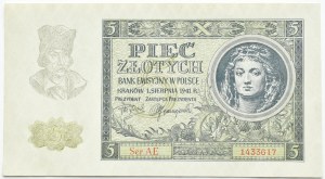 General Government, 5 gold 1941, AE series, Krakow, UNC