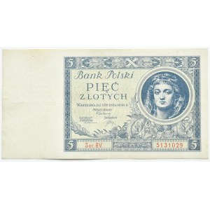 II RP, 5 zloty 1930, BV. series, Warsaw