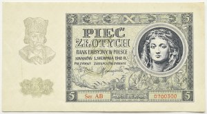 General Government, 5 zloty 1941, AB series, Kraków