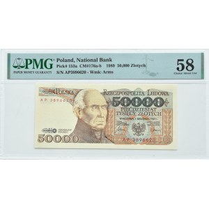 PRL, St. Staszic, 50 000 zloty 1989, serie AP, PMG 58