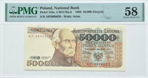 PRL, St. Staszic, 50,000 zloty 1989, AP series, PMG 58