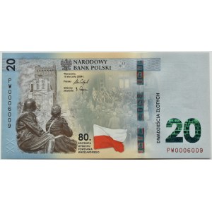 III RP, 80-Rocznica Powstania Warszawskiego z folderem, 20 złotych 2024, Warszawa, UNC