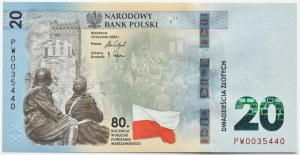 Third Republic, 80th Anniversary of the Warsaw Uprising, 20 zloty 2024, Warsaw, UNC