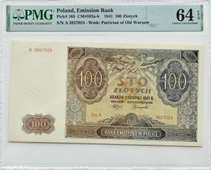 General Government, 100 gold 1941, series A, PMG 64 EPQ