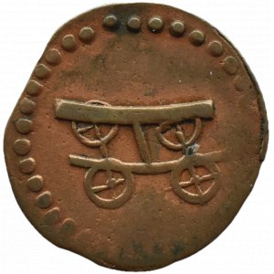 Niemcy, XVIII/XIX w., miedziany żeton z rzymską cyfrą II i pojazdem