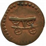 Niemcy, XVIII-XIX w., miedziany żeton z rzymską II i pojazdem