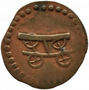Germany, 18th/19th century, copper token with Roman numeral II and vehicle
