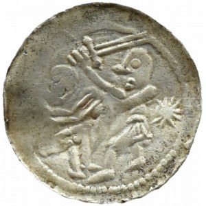 Władysław II Wygnaniec (1138-1146), denar - Orzeł i Zając, KLINY W DÓŁ i GWIAZDA, Kraków