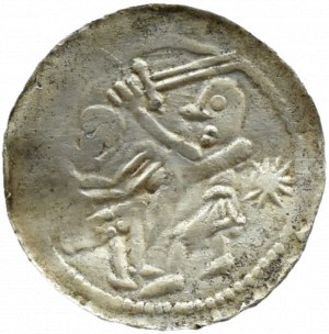 Ladislaus II the Exile (1138-1146), denarius - Eagle and Hare, CLINES DOWN and STAR, Cracow.
